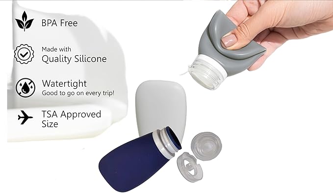 Travel Bottles for Toiletries, TSA Approved 3oz Leak Proof Silicone Soft - Image 5