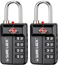 SURE LOCK TSA Approved 4-Digit Resettable Combination Luggage Locks by LOCKDEPOT