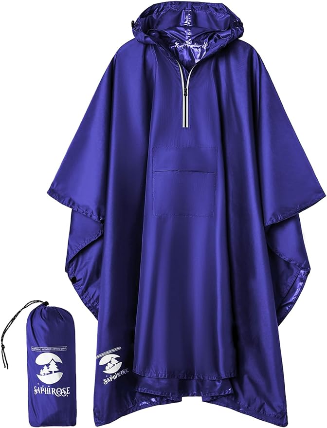 SaphiRose Hooded Rain Poncho Waterproof Raincoat Jacket by SaphiRose