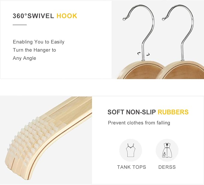 TOPIA HANGER Slim Natural Wood Hangers - Image 3