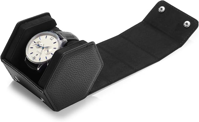 Oirlv Luxury Hexagonal Leather Watch Travel Case Single Watch Box - Image 9
