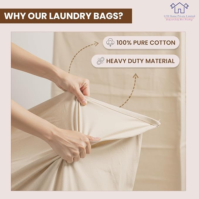 LFH Home Large Premium 100% Cotton Canvas Laundry Bag - Image 9