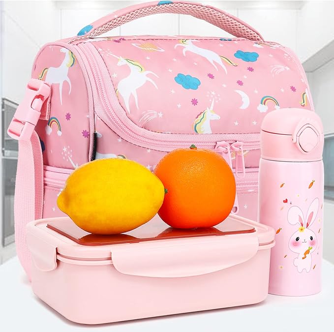 FlowFly Kids Double Decker Cooler Insulated Lunch Bag Large Tote - Image 8
