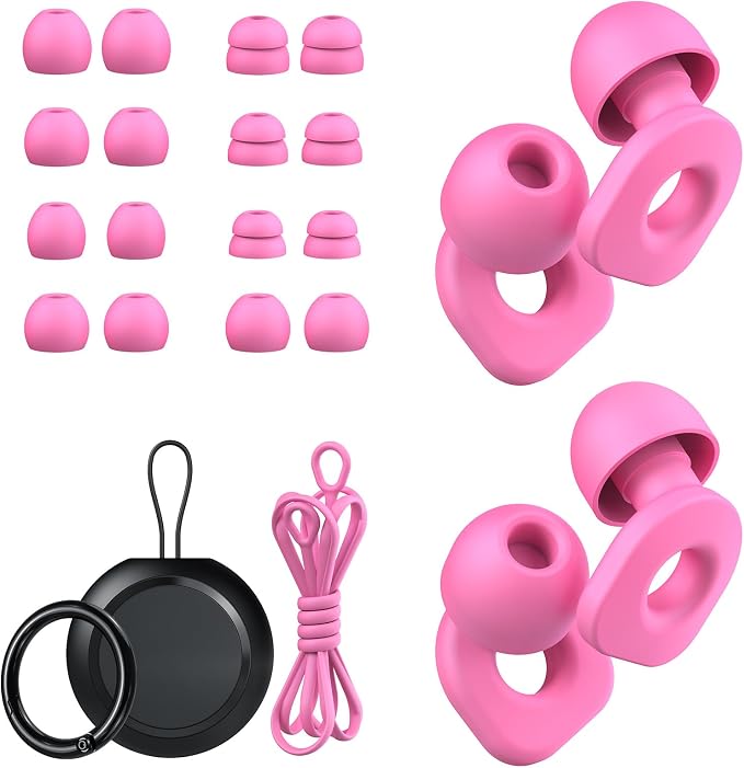 2 Pairs of Earplugs for Sleeping, Reusable Hearing Protection Earplugs by LOETRUY