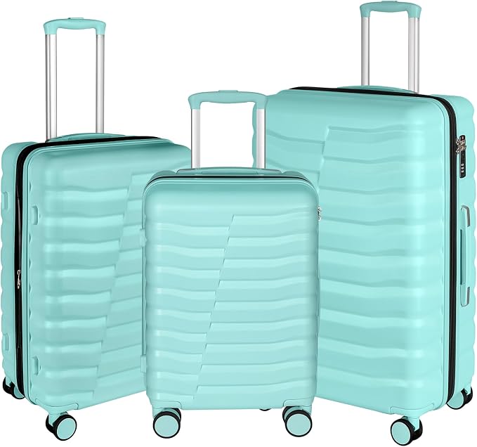 Lightweight Luggage with Spinner Wheels & YKK Zipper, 3-Piece Suitcase ABS+PC by WireHot