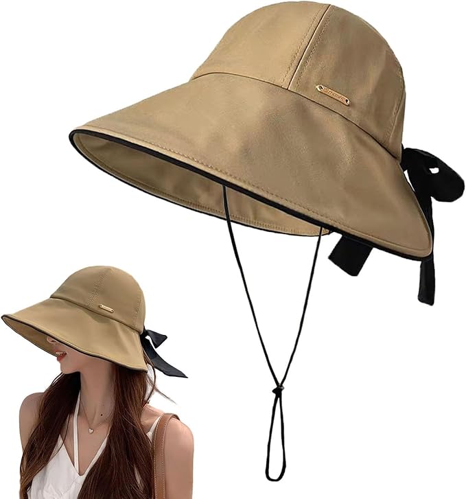 Wide Brim Hats for Woman Foldable Hats Sun Hats for Women uv Protection Bowknot by Unknown