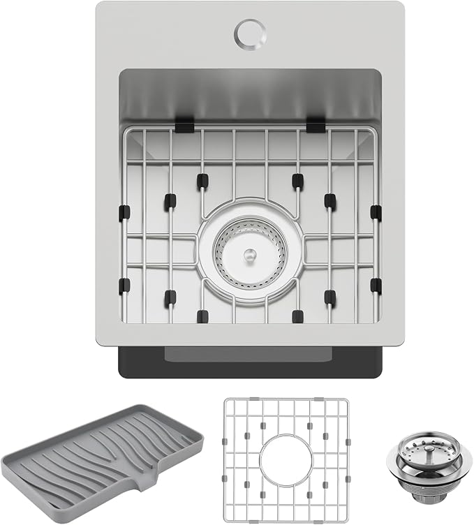 Small Kitchen Sink, 13x15 Inch Bar Sink Stainless Steel Drop In Small Kitchen by FAUENPEEY