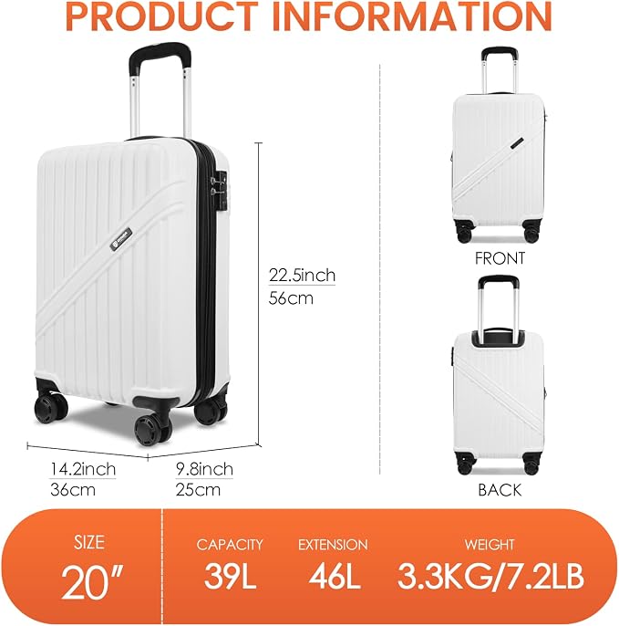 GinzaTravel Luggage Sets 3-Piece Expandable Suitcases - Image 4