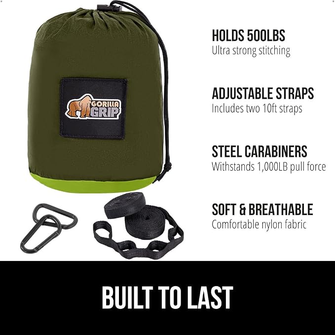 GORILLA GRIP Durable Portable Camping Hammock, Holds 500lbs - Image 2