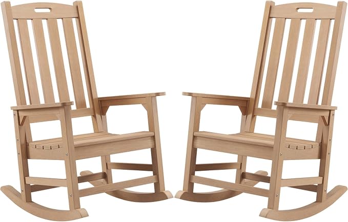 Psilvam Oversized Outdoor Rocking Chair Set of 2, Porch Rocker by PsilvamGardenFurniture