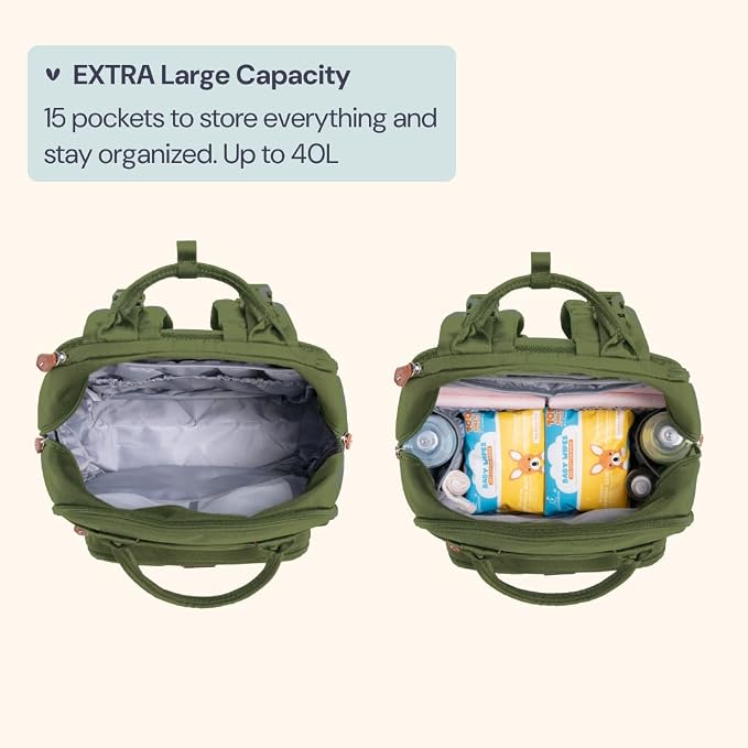 BabbleRoo Extra Large Diaper Bag Backpack, Expandable Baby Bag - Image 2
