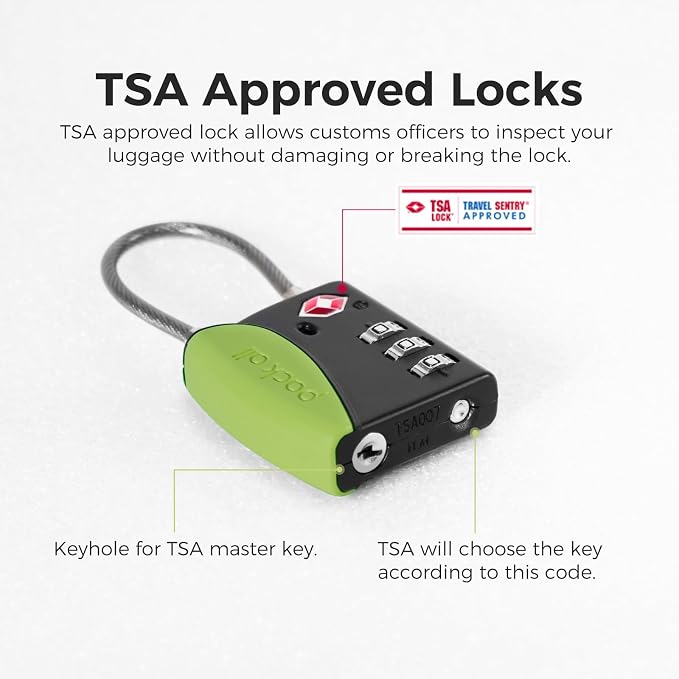 pack all TSA Approved Cable Luggage Locks, 3 Digit Combination Padlocks - Image 6