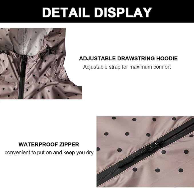 Rain Poncho Jacket Coat Hooded Zipper Style - Image 3