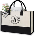 TOPDesign Personalized Initial Jute/Canvas Beach Bag, Monogrammed Gift Tote Bag by TOPDesign