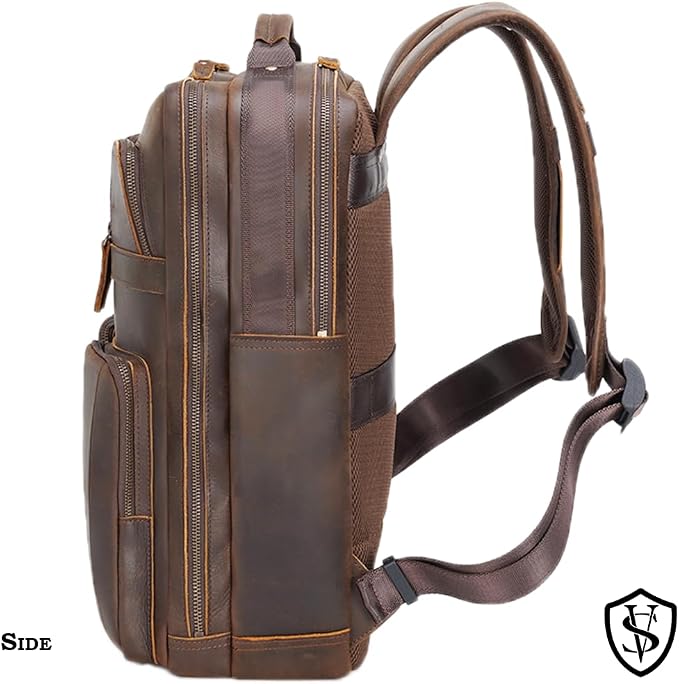 STAR VISTA Angelo 17.3" Vintage Full Grain Leather Laptop Backpack - Image 3
