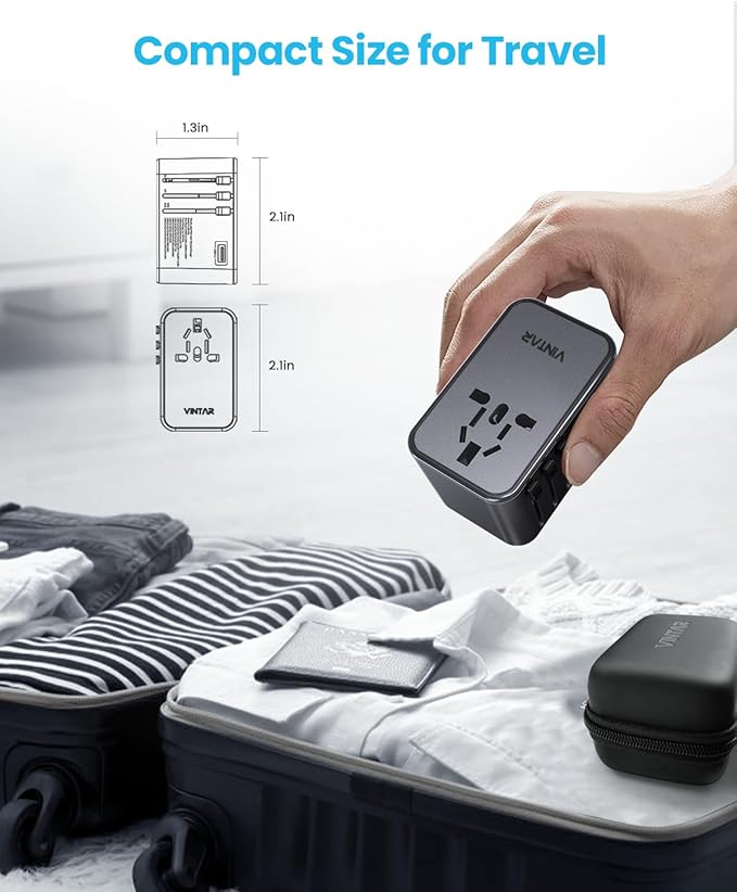 Universal Travel Adapter, VINTAR 75W GaN International Power Adapter - Image 5