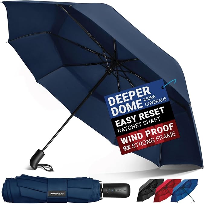 Vented Travel Umbrella | Strong Compact Windproof Umbrella | Top Pick by by Prostorm+Umbrellas