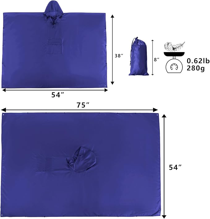 salamra Hooded Rain Poncho Waterproof Raincoat Jacket - Image 2
