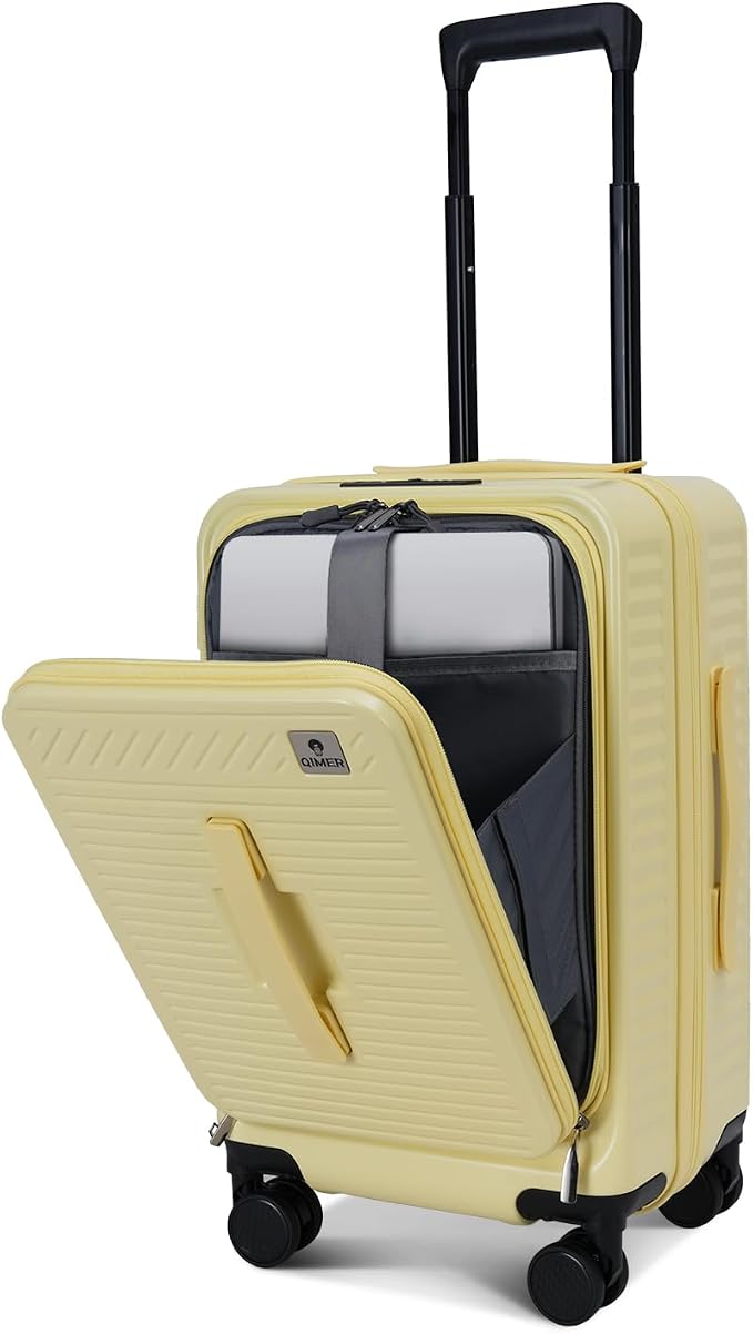 20 Inch Luggage with Spinner Wheels, Expandable Front Opening Suitcase 100% PC by QIMER