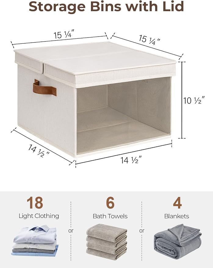 StorageWorks Storage Bins with Lid and Clear Window, Fabric Storage Boxes with - Image 2