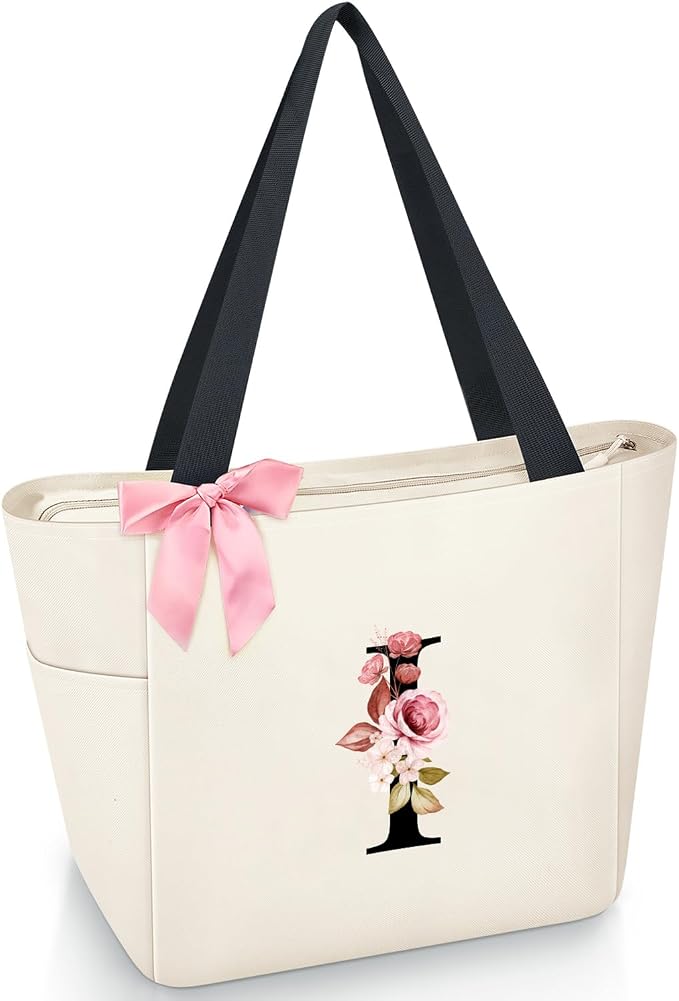Vavabox Tote Bag, A-Z Initial Monogrammed Waterproof Tote Bag, Bridesmaid Gifts by Vavabox
