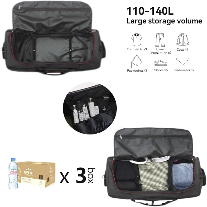 Vomgomfom 32" Soft-Sided Foldable Wheeled Travel Duffel Bag, Expandable 110L to - Image 2