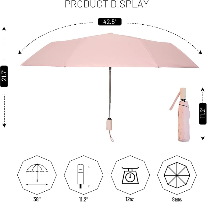 SY COMPACT Umbrella Automatic Travel Waterproof Light Folding Umbrellas Easy - Image 5