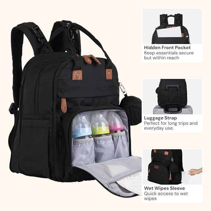 BabbleRoo Extra Large Diaper Bag Backpack, Expandable Baby Bag - Image 5