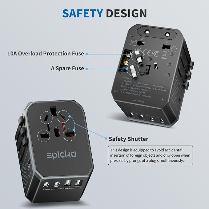 EPICKA Universal Travel Adapter, International Power Adapter - Image 5