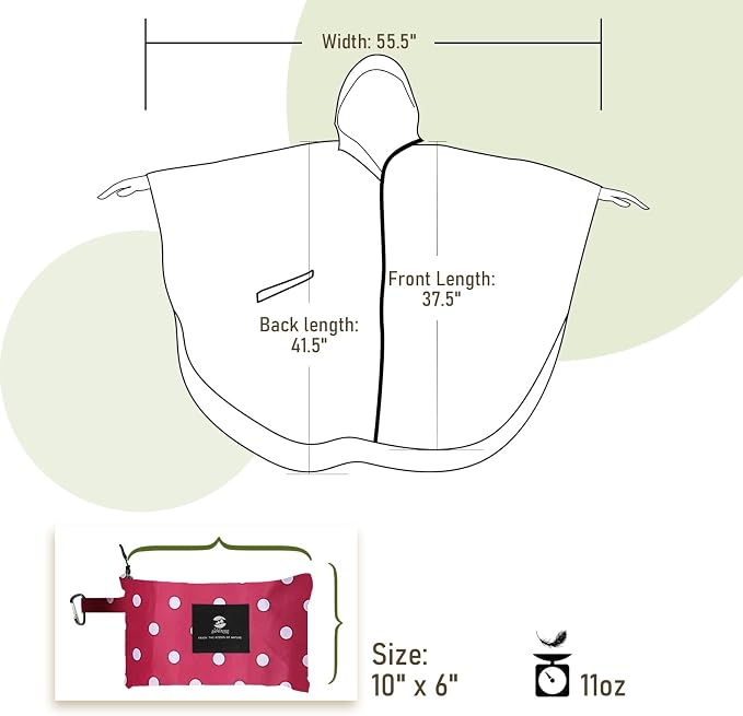 SaphiRose Unisex Rain Poncho Raincoat Hooded - Image 6
