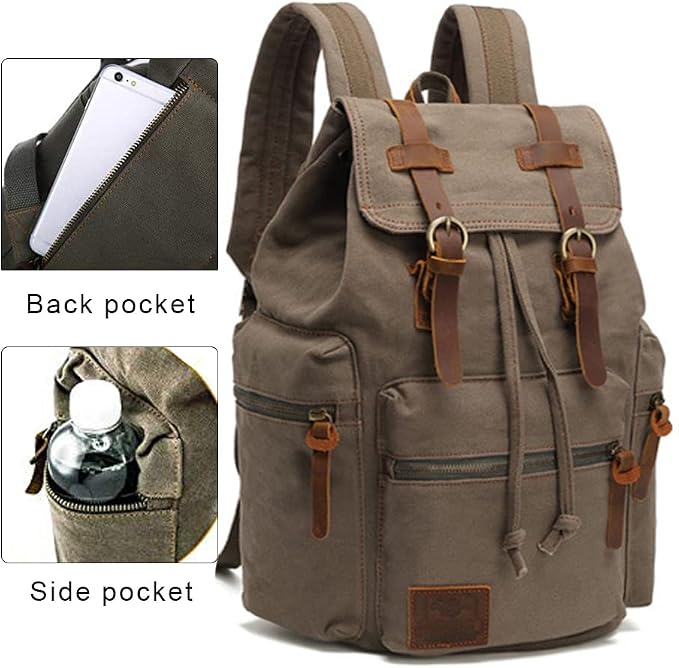 AUGUR High Capacity Canvas Vintage Backpack - Image 6