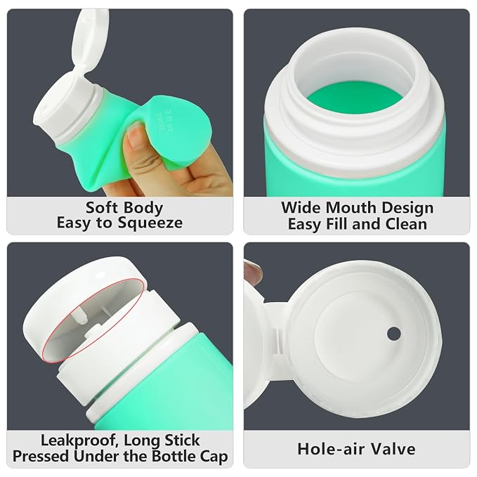 Travel Bottles - 4 Pack TSA Approved Leakproof Silicone Portable Refillable - Image 2