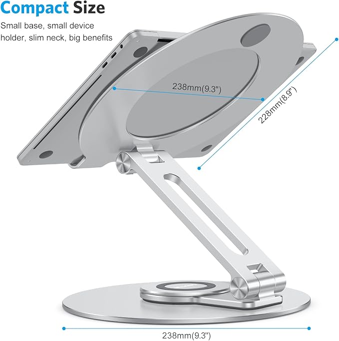 Adjustable Laptop Stand with 360 Rotating Base, OMOTON Ergonomic Laptop Riser - Image 6