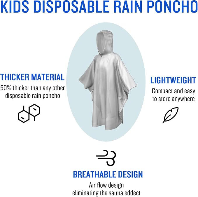 SaphiRose Disposable Rain Ponchos Emergency Clear Poncho - Image 2
