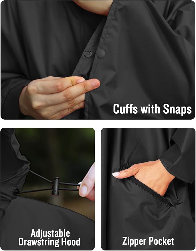 SaphiRose Unisex Rain Poncho Hooded Waterproof Raincoat - Image 5