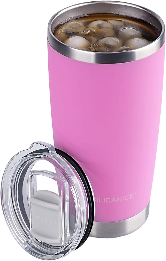 Spill Proof Peony Soft Touch Stainless Steel Reusable Insulated 20oz Tumbler by Patent-pendingstraw1secondoff1secondon3-secondclean