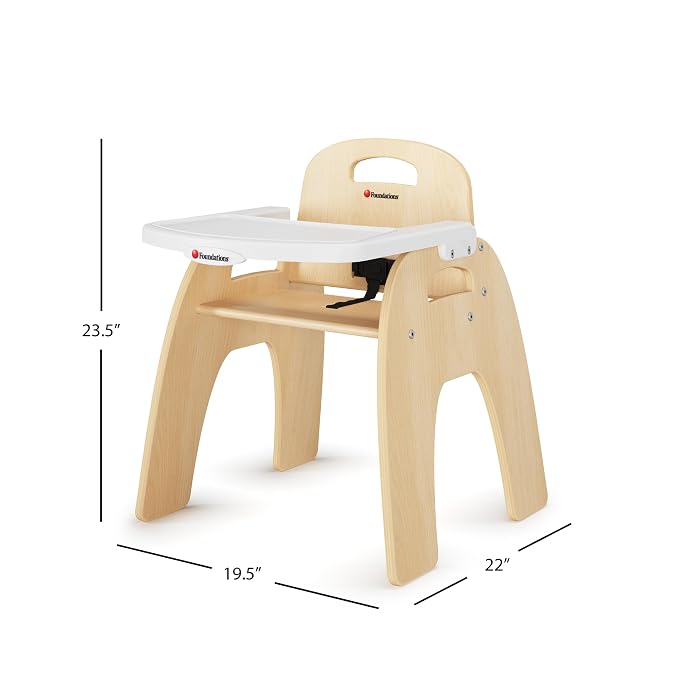Foundations Easy Serve Low Wood Feeding Chairs Multipack, Adjustable Harness - Image 2