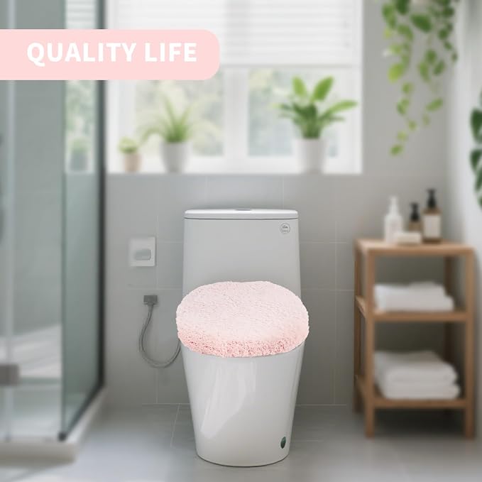 Microfiber Elongated Toilet Seat Cover 19.5"x 15" Machine Washable Solid Toilet - Image 7