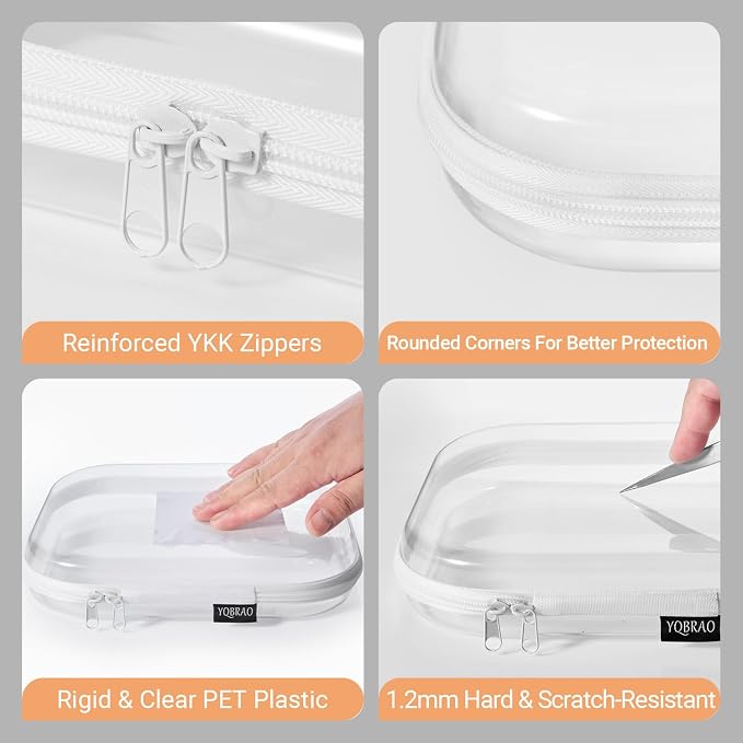 6 Pack Clear Hard Shell Zipper Case, Hard Plastic Organizer Pouches - Image 5