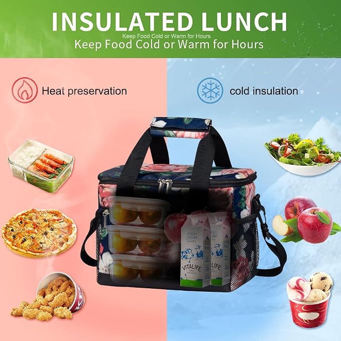 iknoe Large Foldable Cooler Bag, 8.5L Insulated Lunch Bag, Leakproof Lunch - Image 2