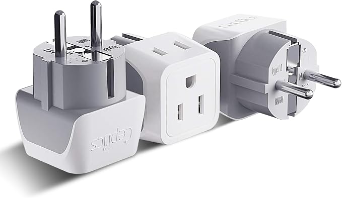 Ceptics Schuko Germany, France Plug Adapter, Dual Input by Ceptics