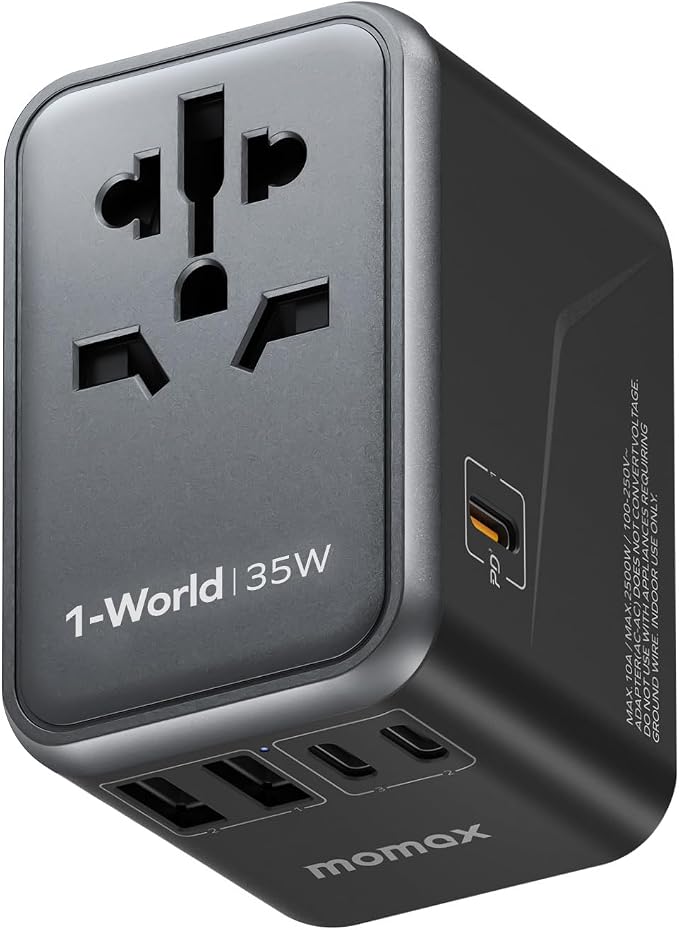 MOMAX Universal Travel Adapter, PD 35W Fast International Power Adapter by MOMAX