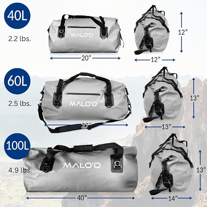 Malo'o Waterproof Dry Bag Duffel 40L/60L/100L, Roll Top Duffel Keeps Gear Dry - Image 3