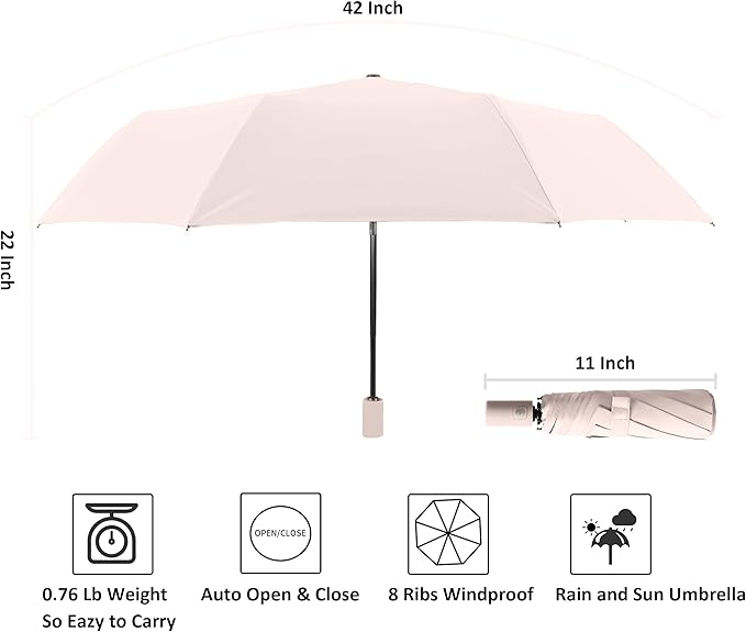 BAODINI Small UV Protection Travel Umbrella Compact - Image 5