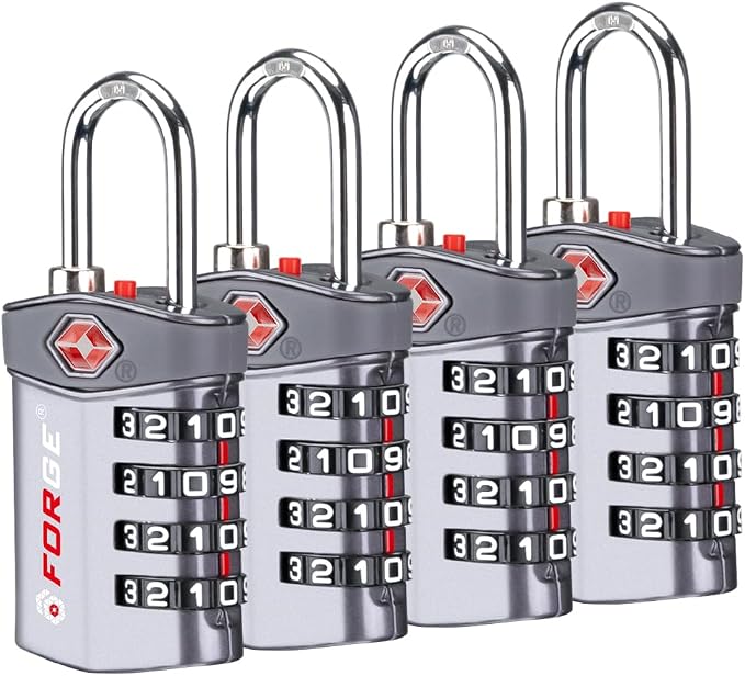 Forge 4-Digit Combination Lock, TSA Approved Locks by Forge