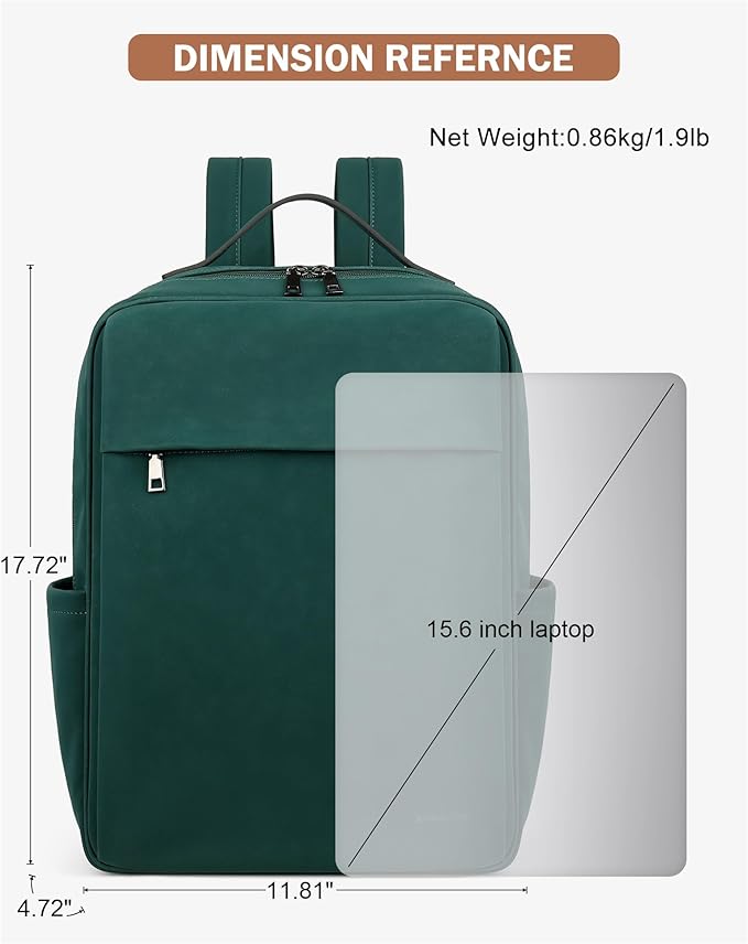 MASINTOR 15.6 inch PU Leather Laptop Backpack Purse - Image 5