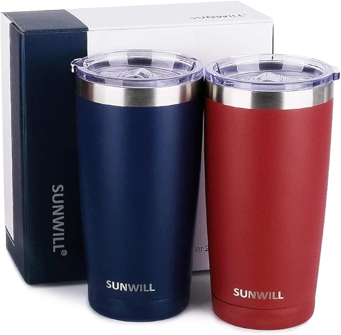 SUNWILL Travel Coffee Mug with Lid, 20 oz Tumbler Set of 2, Insulated Stainless - Image 4