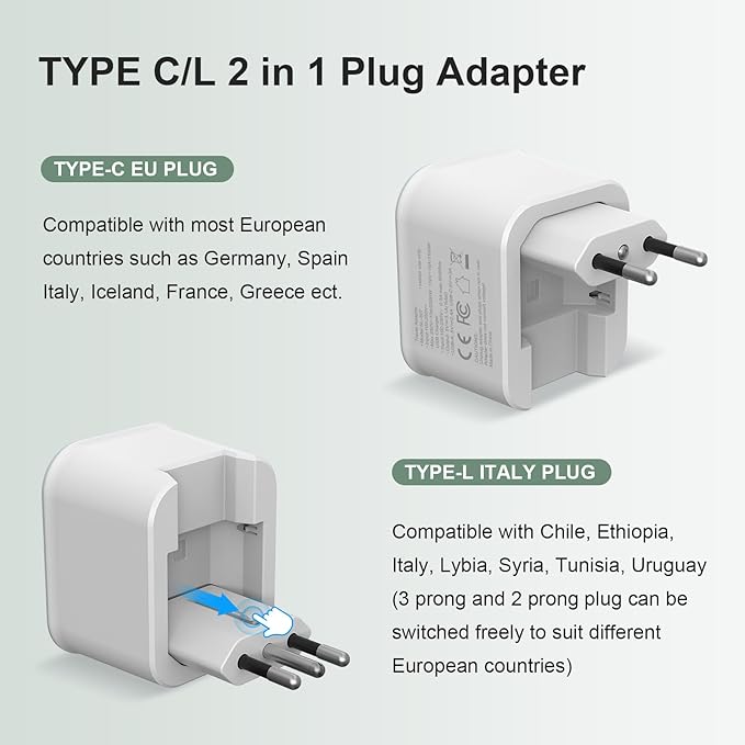 European Travel Plug Adapter, Foldable Power Adapter - Image 4