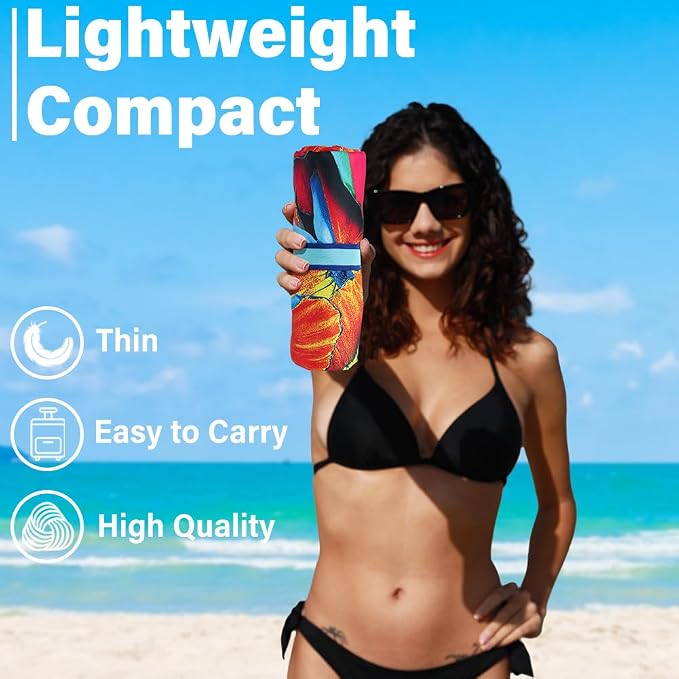 2 Pack Microfiber Lightweight Beach Towel Sand Free Quick Dry Absorbent Thin - Image 2