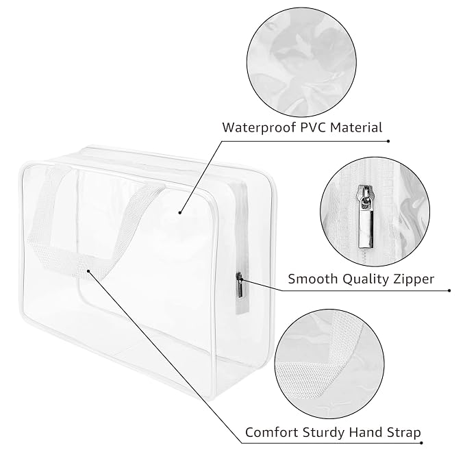 3Pcs Crystal Clear PVC Travel Toiletry Bag Kit - Image 5